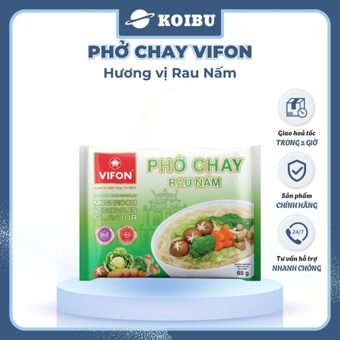 VIFON - Phở Vifon hương vị Chay rau nấm, Vifon phở chay rau nấm Vifon Phở ăn liền Vifon, Phở chay Vifon - 65g/gói - 00171