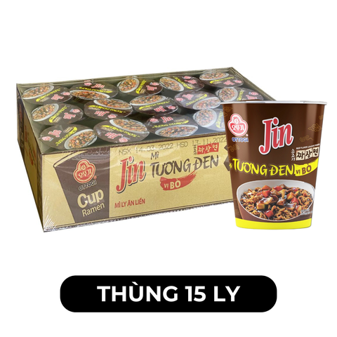 OTTOGI - Mì ly trộn tương đen Jin hương vị bò, Mì trộn tương đen bò Jin ly, Mì ly trộn Jin tương đen bò - 65g/ly - 00192