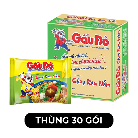 ASIAFOODS - Mì Gấu Đỏ hương vị Chay rau nấm, Mì Chay rau nấm Gấu Đỏ, Mì gói Gấu Đỏ Chay rau nấm - 60g/gói - 00324