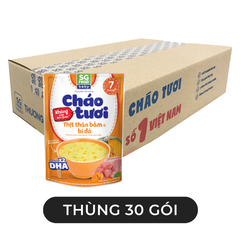 SG FOOD - Cháo tươi SG Food Baby hương vị Thịt thăn bằm & bí đỏ, Cháo Thịt thăn bằm bí đỏ SGFood Baby - 240g/gói - 00578