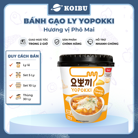 YOUNG POONG - Bánh gạo ly Yopokki hương vị Phô Mai, Bánh gạo phô mai Yopokki ly, Bánh gạo Hàn Quốc - 140g/ly - 00871