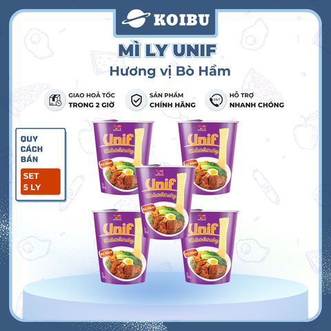 UNI-PRESIDENT - Mì Unif ly hương vị Bò Hầm, Dzai Dzai mì ly bò hầm, Mì bò hầm ly Unif - 62g/ly - 00486