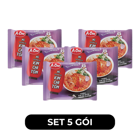 SAIGON VE WONG - Mì A-One hương vị Kim chi tôm, Mì Kim chi tôm A-One, Mì AOne Kim chi tôm, Mì ăn liền A-One - 85g/gói - 00609