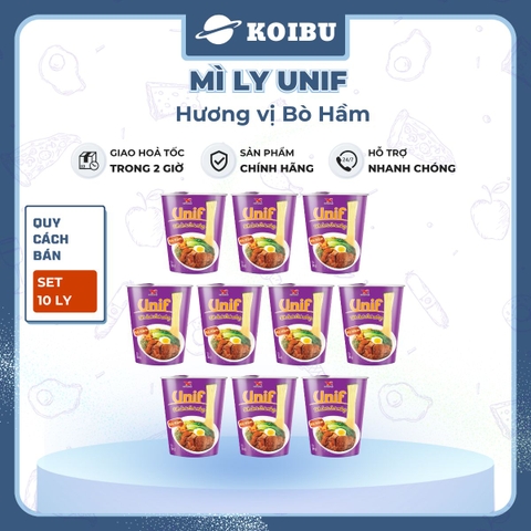 UNI-PRESIDENT - Mì Unif ly hương vị Bò Hầm, Dzai Dzai mì ly bò hầm, Mì bò hầm ly Unif - 62g/ly - 00486