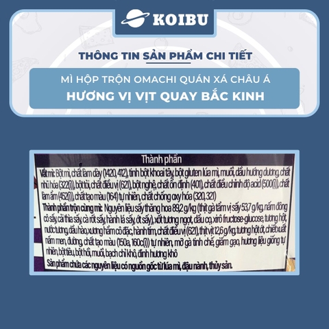MASAN - Mì hộp trộn Omachi quán xá châu Á hương vị Vịt quay Bắc Kinh, Hộp đồ ăn Omachi quán xá châu Á - 95g/gói - 00806