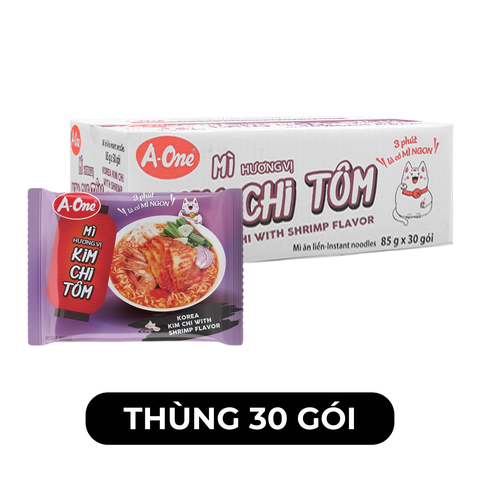 SAIGON VE WONG - Mì A-One hương vị Kim chi tôm, Mì Kim chi tôm A-One, Mì AOne Kim chi tôm, Mì ăn liền A-One - 85g/gói - 00609