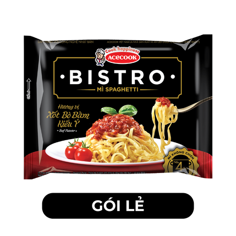 ACECOOK - Mì spaghetti Bistro Xốt bò bằm kiểu Ý, mì spaghetti Bistro hương vị xốt bò bằm, mì spaghetti xốt bò bằm Bistro - 95g/gói - 00075