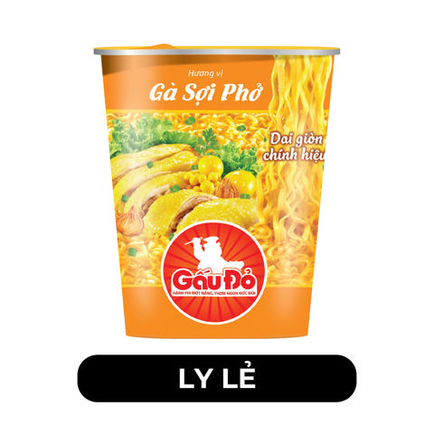 ASIAFOODS - Mì ly Gấu Đỏ Gà sợi phở, Mì ly Gấu Đỏ hương vị gà sợi phở, Mì ly gà sợi phở Gấu Đỏ - 65g/ly - 00469