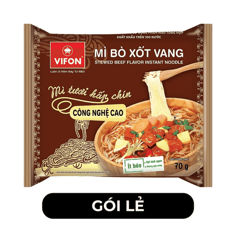 VIFON - Mì tươi Vifon hương vị Bò Xốt Vang - Mì gói Bò xốt vang tươi, Mì tươi Vifon gói - 70g/gói - 00218