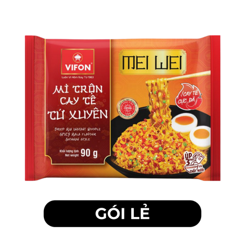 VIFON - Mì trộn Mei Wei hương vị cay tê Tứ Xuyên, mì trộn Mei Wei ăn liền, mì trộn MeiWei, mì trộn Vifon - 90g/gói - 00227
