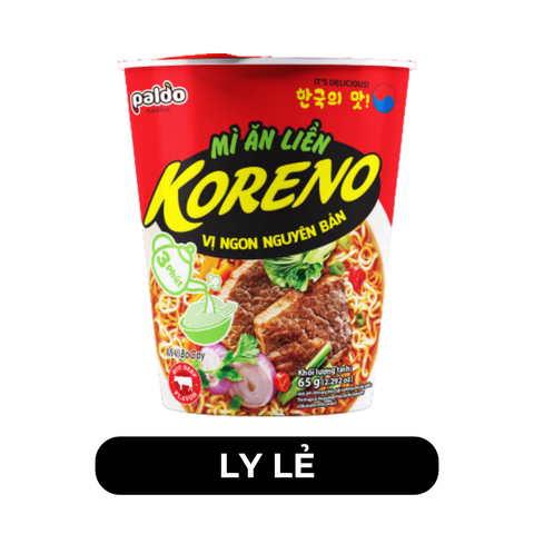PALDO - Mì ly Koreno vị Bò cay, Mì ly Bò cay Koreno Hàn Quốc, Koreno mì ly bò cay - 65g/ly - 00186