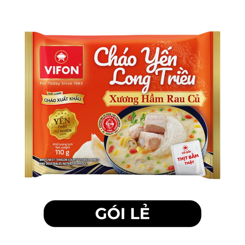 VIFON - Cháo yến Long Triều (có thịt thật) hương vị Xương hầm rau củ, Cháo yến Vifon xương hầm - 110g/gói - 00250