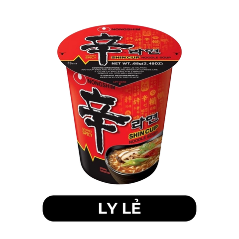 NONGSHIM - Mì ly Nongshim Shin Ramyun Cay, Mì ly Cay Shin Ramyun Nongshim, Mì Shin Ramyun Nongshim ly - 68g/ly - 00438