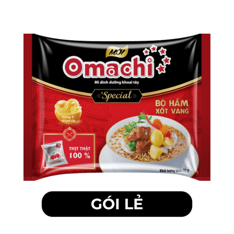 MASAN - Mì khoai tây Omachi Special Bò hầm xốt vang, mì Omachi Bò hầm sốt vang, mì ăn liền Omachi - 92g/gói - 00119