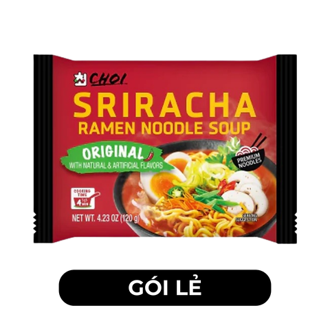 CHOI - Mì Choi Sriracha hương vị Cay truyền thống, Mì Sriracha cay truyền thống, Mì Siracha gói - 120g/gói - 00343