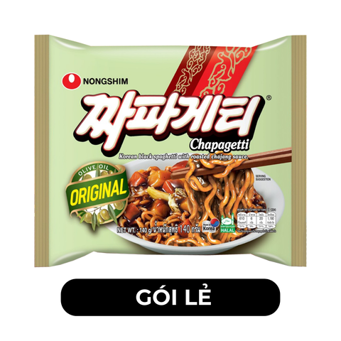 NONGSHIM - Mì trộn tương đen Chapagetti hương vị Không cay, Mì tương đen không cay gói, Mì Hàn Quốc - 140g/gói - 00446