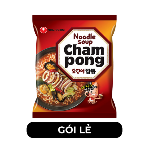 NONGSHIM - Mì Champong hương vị mực cay, Mì mực hải sản Champong, Mì mực cay Champong Hàn Quốc - 124g/gói - 00448