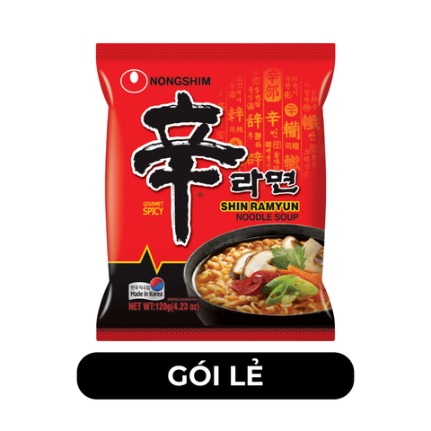 NONGSHIM - Mì Shin Ramyun hương vị Cay, Mì Shin cay truyền thống, Mì Shin cay Hàn Quốc ăn liền  - 120g/gói - 00441