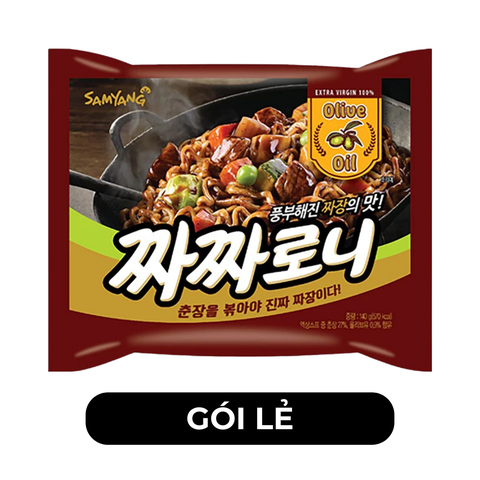 SAMYANG FOOD - Mì trộn Samyang Chacharoni hương vị Tương tàu, Mì tương tàu dầu olive Samyang Chacharoni - 140g/gói - 00429
