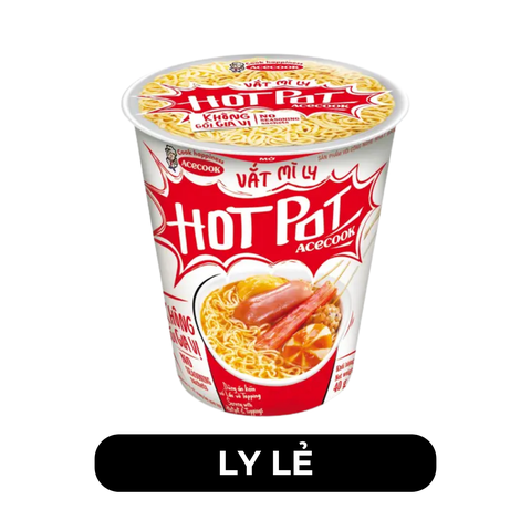 ACECOOK - Vắt mì ly Hot Pot Acecook không gói gia vị, Mì vắt HotPot không gia vị Acecook mì không gia vị - 40g/ly - 00695