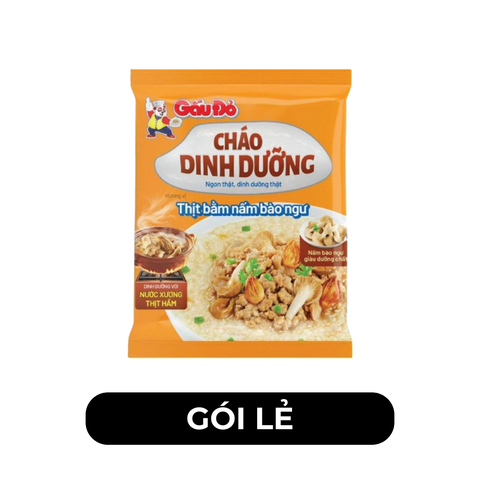 ASIAFOODS - Cháo dinh dưỡng Gấu đỏ hương vị Thịt bằm nấm bào ngư, Cháo thịt bằm nấm bào ngư Gấu Đỏ - 60g/gói - 00711