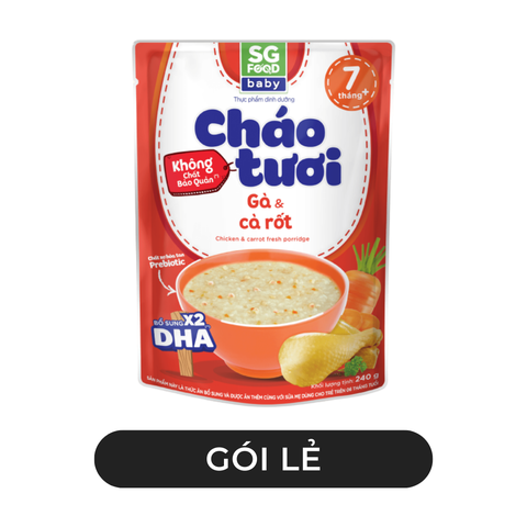 SG FOOD - Cháo tươi SG Food Baby hương vị Gà & cà rốt, SGFood Cháo tươi baby Gà cà rốt SGFood - 240g/gói - 00573