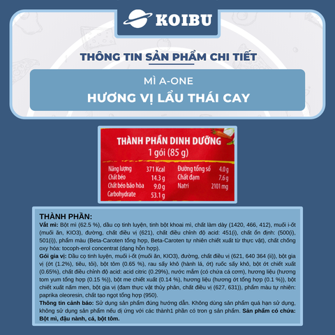 SAIGON VE WONG - Mì A-One hương vị Lẩu thái cay - 85g/gói - 00860