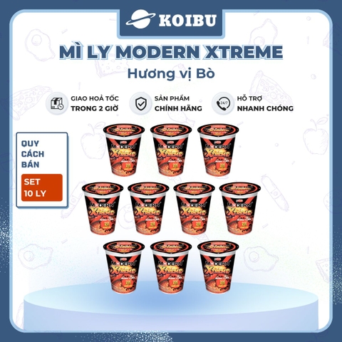 ACECOOK - Mì ly Modern Xtreme hương vị Bò, Mì bò Modern Xtreme ly, Mì Modern Extreme ly ăn liền - 65g/ly - 00012