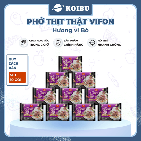 VIFON - Phở Vifon thịt thật hương vị Bò, Vifon Phở bò thịt thật Vifon, Phở thịt thật Vifon ăn liền - 90g/gói - 00813