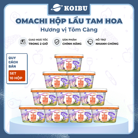 MASAN - Omachi Lẩu Tam Hoa hương vị tôm càng (có tôm thật), lẩu Omachi sợi Tam Hoa tôm càng thật ăn liền - 121g/hộp - 00891