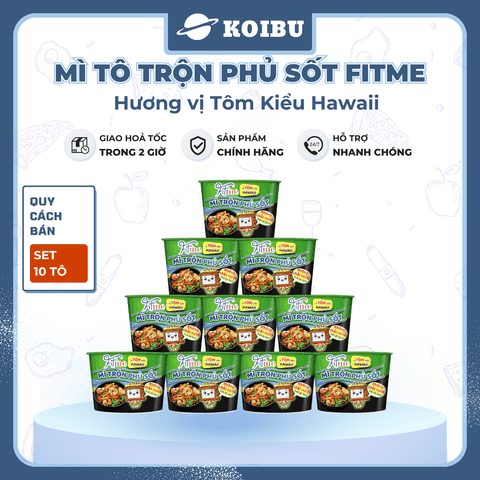 THIEN HUONG FOOD - Mì tô trộn phủ sốt Fitme hương vị tôm kiểu Hawaii, Mì tô trộn Fitme tôm kiểu Hawaii - 110g/tô - 00798