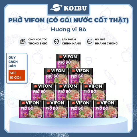 VIFON - Phở Vifon có gói xốt thịt hương vị Bò, Phở bò Vifon có gói nước cốt thịt, Phở ăn liền Vifon - 75g/gói - 00779