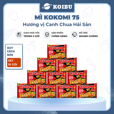 MASAN - Mì Kokomi 75 Canh chua hải sản, Kokomi 75 Mì canh chua hải sản Kokomi 75 gói ăn liền - 75g/gói - 00216
