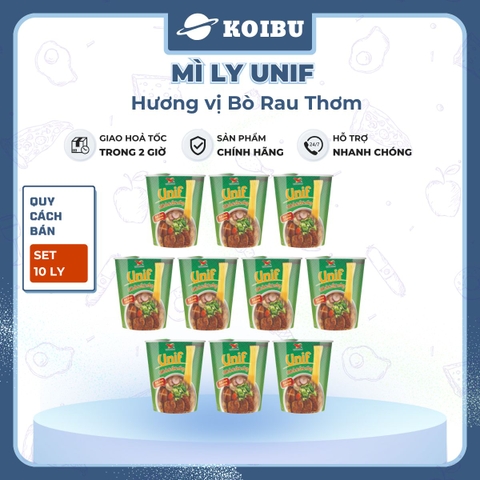 UNI-PRESIDENT - Mì Unif ly hương vị Bò Rau Thơm - Unif mì bò rau thơm ly, Mì ly Dzai Dzai - 60g/ly - 00294
