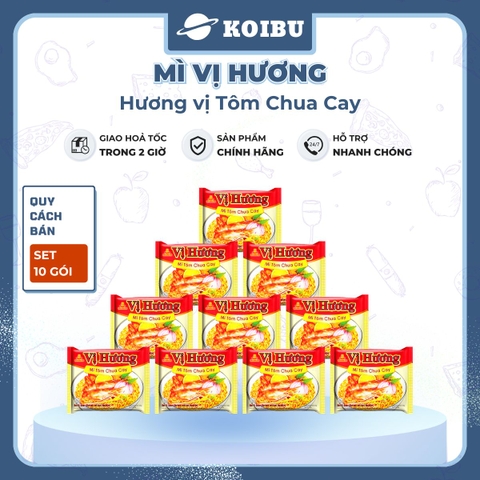 THIEN HUONG FOOD - Mì Vị Hương hương vị Tôm chua cay, Mì Tôm chua cay Vị Hương ăn liền, Mì tôm ăn liền - 65g/gói  - 00867