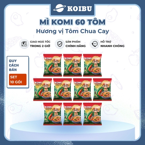 MASAN - Mì Komi hương vị Tôm chua cay, Komi Mì tôm chua cay Komi, Mì Kokomi tôm chua cay ăn liền - 60g/gói - 00809