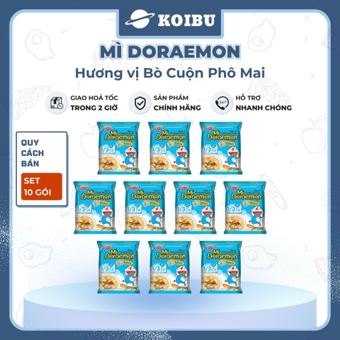 ACECOOK - Mì Doraemon hương vị bò cuộn phô mai, Mì ăn liền trẻ em, Mì Doremon bổ sung canxi, Mì gói Doraemon - 62g/gói - 00069
