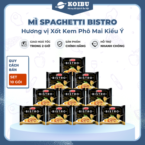 ACECOOK - Mì spaghetti Bistro Xốt kem phô mai kiểu Ý, mì spaghetti Bistro hương vị xốt phô mai, mì spaghetti xốt kem phô mai Bistro - 100g/gói - 00074