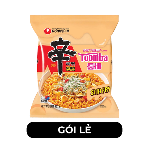 NONGSHIM - Mì xào khô Shin Ramyun hương vị Toomba, Mì trộn kem cay Toomba Nongshim Shin Ramyun - 137g/gói - 00673
