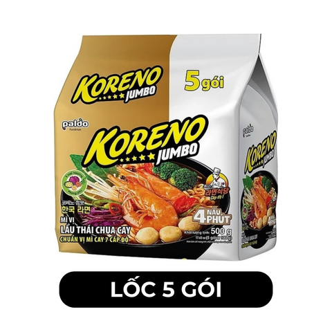 PALDO - Mì Koreno Jumbo hương vị Lẩu thái chua cay, Mì Lẩu thái Koreno Jumbo, Mì ăn liền Koreno Jumbo - 100g/gói - 00594