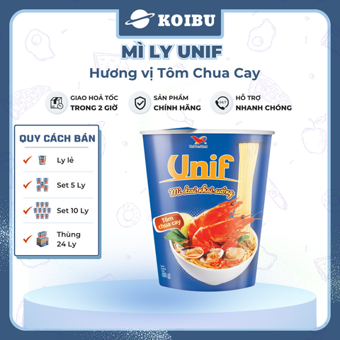 UNI-PRESIDENT - Mì Unif ly hương vị Tôm Chua Cay, Mì ly tôm chua cay, Dzai Dzai ly tôm chua cay - 62g/ly - 00464