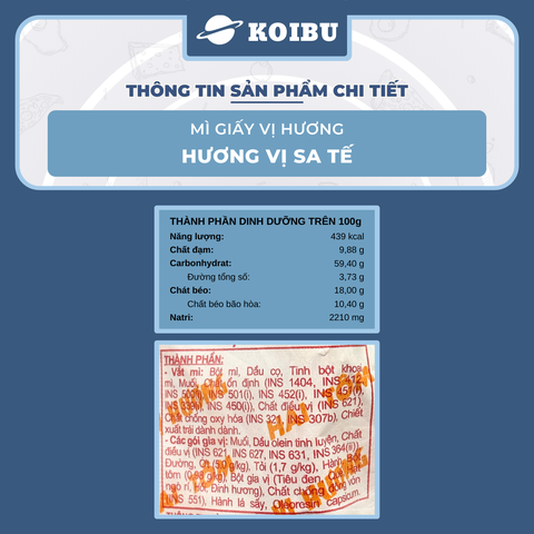 THIEN HUONG FOOD - Mì Vị Hương hương vị Sa tế, Mì Sa tế Vị Hương ăn liền, Mì tôm ăn liền sa tế Vị Hương - 70g/gói  - 00865