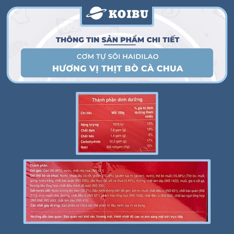 YIHAI - Cơm tự sôi Haidilao hương vị Bò cà chua, Cơm tự sôi Hadilao bò cà chua - 180g/hộp - 00837