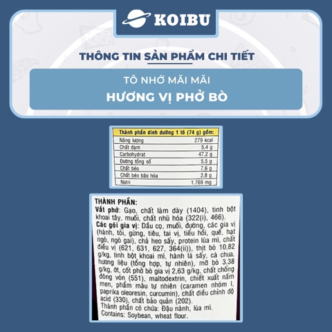 ACECOOK - Phở tô Nhớ Mãi Mãi hương vị Bò, Tô Nhớ Mãi Mãi phở bò, Phở Nhớ ăn liền - 84g/tô - 00027