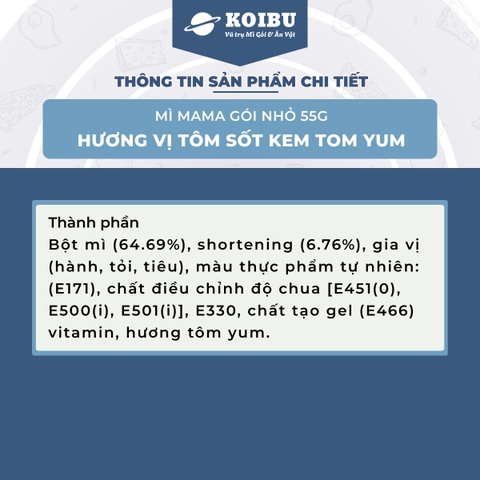 MAMA - Mì Mama gói nhỏ hương vị Sốt kem Tomyum, Mì Mama kem tomyum, Mì Thái Lan vị sốt kem Tomyum - 55g/gói - 00255