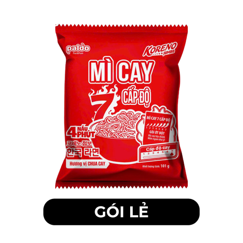 PALDO - Mì Koreno Jumbo mì cay 7 cấp độ hương vị Chua cay, Mì cay 7 cấp độ Koreno Jumbo Hàn Quốc - 100g/gói - 00709