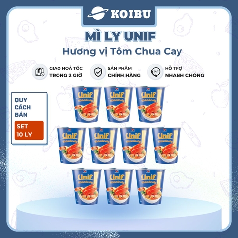 UNI-PRESIDENT - Mì Unif ly hương vị Tôm Chua Cay, Mì ly tôm chua cay, Dzai Dzai ly tôm chua cay - 62g/ly - 00464