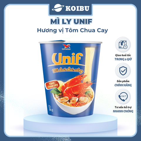 UNI-PRESIDENT - Mì Unif ly hương vị Tôm Chua Cay, Mì ly tôm chua cay, Dzai Dzai ly tôm chua cay - 62g/ly - 00464