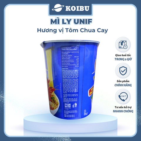 UNI-PRESIDENT - Mì Unif ly hương vị Tôm Chua Cay, Mì ly tôm chua cay, Dzai Dzai ly tôm chua cay - 62g/ly - 00464