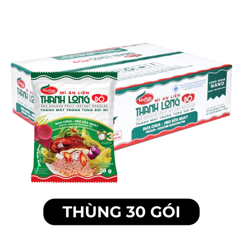 VINACATY - VINACATY - Mì ăn liền thanh long đỏ Caty hương vị Dưa chua - Heo sữa quay, Mì tôm thanh long đỏ Caty - 70g/gói - 00567